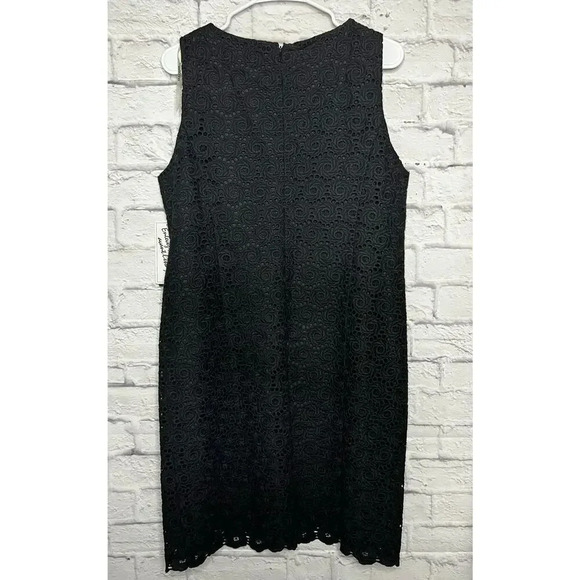 NWT Peter Nygard black sheath eyelet sleeveless dress, size 14p. - Picture 5 of 9
